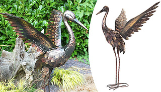 Bronze Garden Crane Ornament 