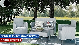 4-Seater Rattan Garden Set with Cushions! - 2 Colours & Optional Cover