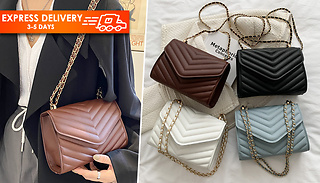 1 or 2 Quilted Shoulder Bag With Chain Strap - 4 Colours