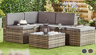 Milan Rattan Corner Sofa & Table Set with Cover - 2 Colours