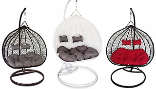 Double Egg Hanging Rattan Swing Chair - 3 Colours