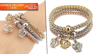 3 Tone Crystal Charm Bracelets with Crystals from Swarovski - 3 Charm ...