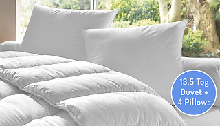 Hollowfibre 13.5 Tog Winter Duvet with 4 Pillows - 4 Sizes
