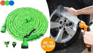 50, 75 or 100ft Expanding Garden Spray Hose - 3 Colours