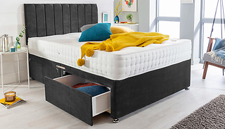 Hartford Faux-Suede Divan Bed With Memory Foam Mattress - 4 Drawer Opt ...