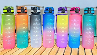 1L Gradient Motivational Water Bottle - 7 Colours