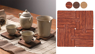 Wooden Puzzle Tea Cup Coaster Set - 3 Designs