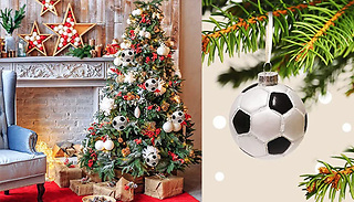 1, 2, or 4 Christmas Soccer Ball Glass Ornaments
