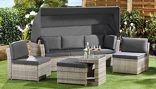 California Rattan Daybed with Canopy & Optional Cover