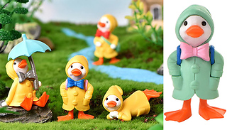 4-Piece Rainy Day Ducklings Garden Figurine Set - 2 Colours