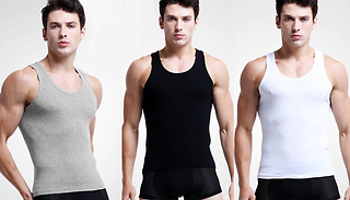 Men's Solid Colour Cotton Tank Top - 3 Colours & 4 Sizes