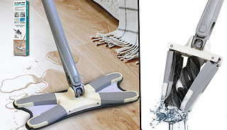 X-Type Rotating Flat Floor Mop with 4 Microfibre Pads