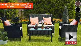 4-Piece Garden Rattan Chair & Coffee Table Set - 5 Options