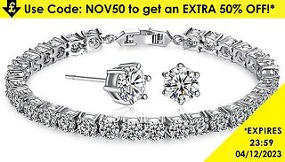 7ct Simulated Sapphire Tennis Bracelet with FREE Earrings!