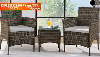 3-Piece Rattan Patio Table & Chairs Set - 3 Colours