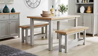 Avon Table and Bench Oak Style Dining Set