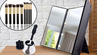 Hollywood LED Mirror with Optional Make-Up Brushes & Make-Up Brush Cle ...