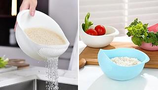 Rice Washing Bowl with Strainer - 4 Colours