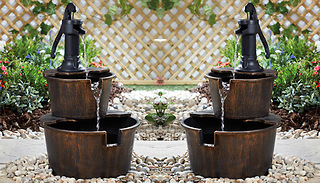 Wood-Effect Weatherproof Barrel Water Feature