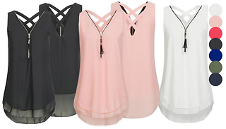 Light Chiffon Zip-Front Blouse- 7 Colours & 5 Sizes