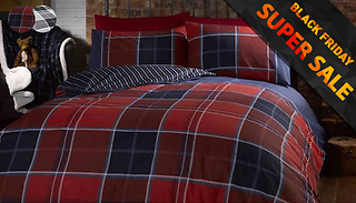 Reversible Argyle Tartan or Mono Duvet Set - 2 Designs & 3 Sizes