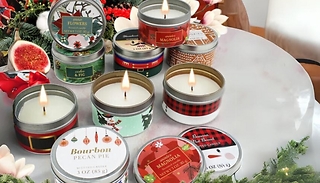 3-Pack Christmas Tin Candle Gift Set - 3 Designs