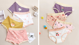4-Pack Girl's Cartoon Cotton Underwear - 4 Designs & 7 Sizes