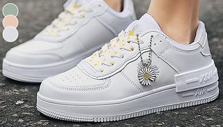 Faux Leather Daisy Detail Chunky Trainers - 3 Colours & 4 Sizes
