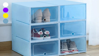 6-Pack of Folding Shoe Storage Organiser Boxes - 2 Sizes & 5 Colours