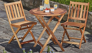 3-Piece Acacia Garden Bistro Table & Chairs Set