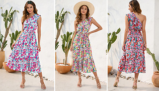 Women's Off-Shoulder Tie Floral Print Dress - 3 Colours & 5 Sizes