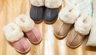 Rubber-Sole Plush Lined Slippers - 3 Colours & 3 Sizes