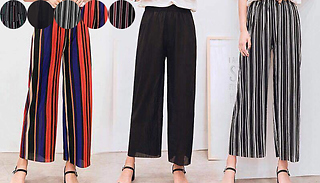 Womens Striped Palazzo Trousers - 5 Patterns