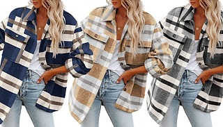 Button Up Long Plaid Shacket - 5 Sizes & 5 Colours