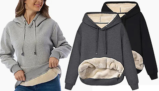 Women's Pullover Fleece-Lined Hoodies - 5 Sizes & 3 Colours