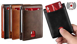 Genuine Leather Anti-RFID Clip Wallet - 3 Colours