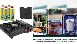 Gas Camping Stove & 4 Butane Bottles
