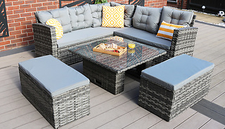 9-Seater Rattan Outdoor Dining Set with Optional Cover