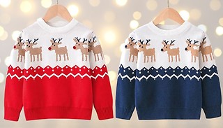 Children's Reindeer Christmas Jumper - 2 Colours, 5 Sizes 