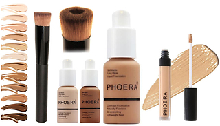Phoera Foundation, Concealer & Brush Set - 10 Colours