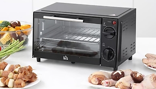 HOMCOM 9L 750W Convection Mini Oven - With Baking Tray & Wire Rack!