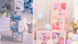 4-Piece Transparent Party Balloon Box Set - 3 Colours & 2 Designs