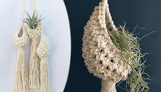 1 or 2-Hand-Woven Macrame Hanging Planters