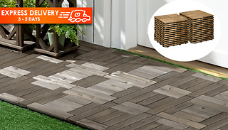 Outsunny 27-Piece Wooden Interlocking Decking Tiles - 2 Colours