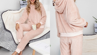 Plush Hooded Drawstring Loungewear Set - 9 Colours, 4 Sizes 