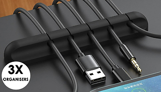 Set of 3 Power Cable Clip Silicone Organisers - 15x Slots Total!