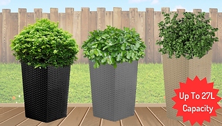 Set of 2 Rattan-Effect Tall Planters - 3 Colours & 2 Sizes