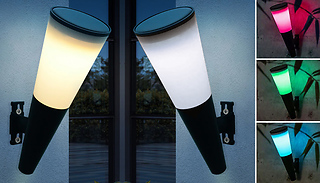 1 or 2x Solar-Powered Waterproof Outdoor Wall Lights - 2 Colours