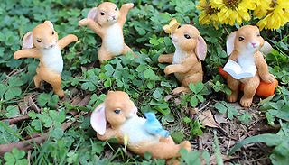 5-Piece Garden Bunny Figurine Collection