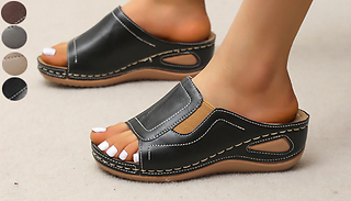Soft PU Leather Thick Bottom Summer Shoes - 4 Colours & 7 Sizes